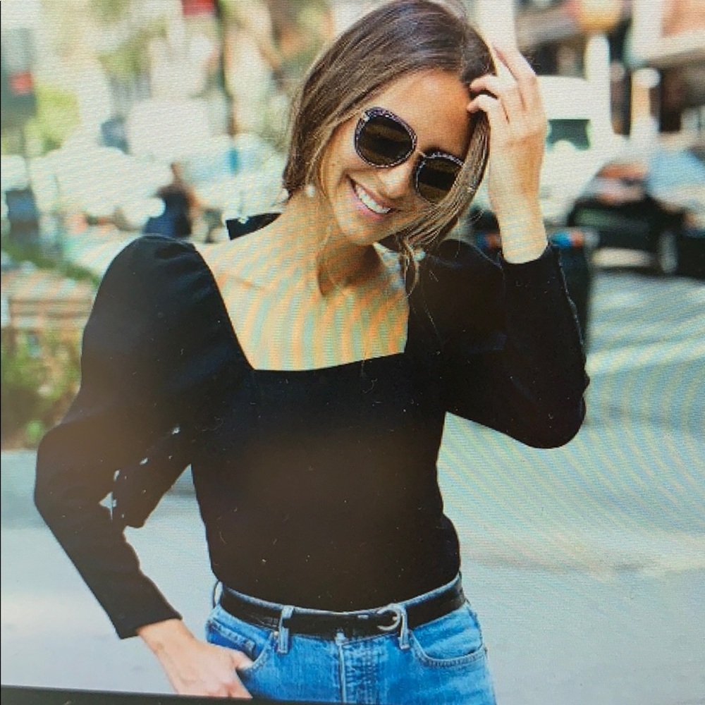 Something navy black fitted square neck top, xxs